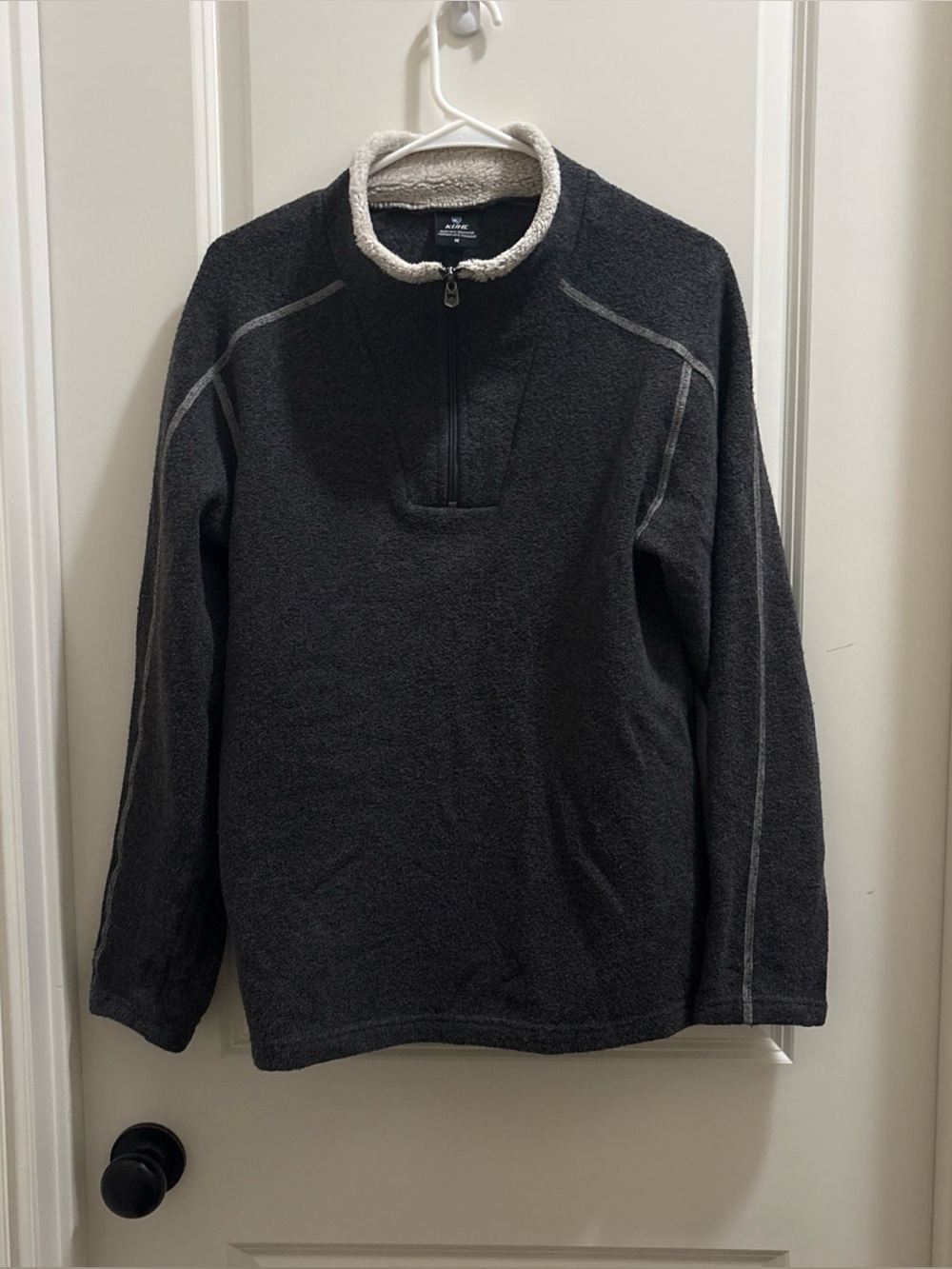KUHL Europa Fleece Pullover Mens M 1/4 Zip Alfpaca Gray Hiking Outdoors